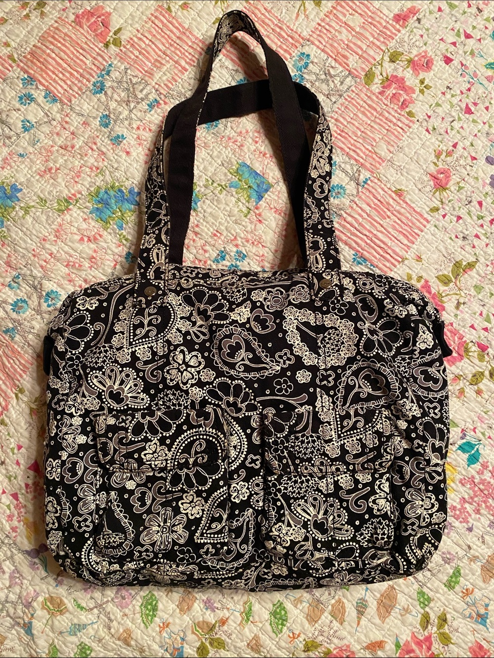 Black & White Paisley Thirty One Tote Bag - Women's Shoulder Bag/diaper bag